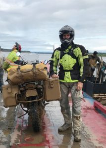 Richter and his ride on a ferry in northern Canada in summer 2019. (Photo courtesy of Gary Richter