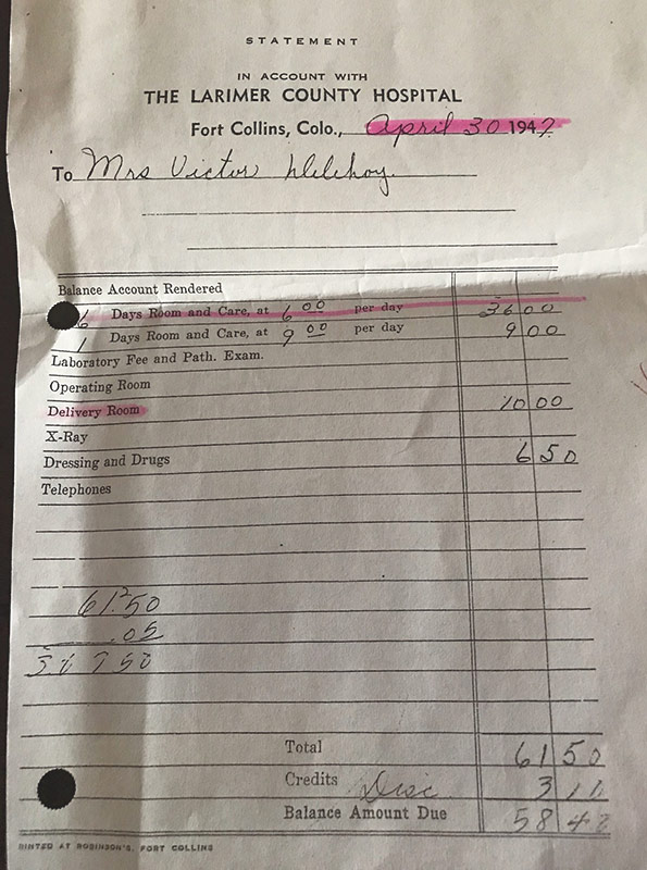 picture of a birth receipt from the hospital.