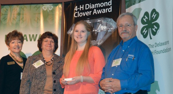 Marian Harvey, representing the Delaware 4-H Foundation and Michelle Rodgers, UD Cooperative Extension Sarah Bell and Mark Manno, Delaware 4-H program leader