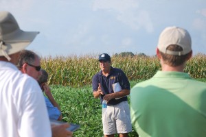 Mark VanGessel led half the tour to herbicide trials in soybean and corn,