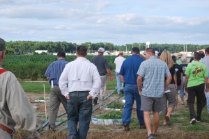 Growers toured trial plots at Extension's Fruit and Vegetable Open House