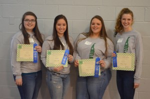 1st Place Senior Team- Buckin Beauties- L to R Rebecca Arpie, Jackie Arpie, Whitney Records, Mikayla Ockels