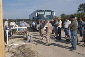 Visitors at UD Warrington Farm hear a presentation about subsurface irrigation in 2012