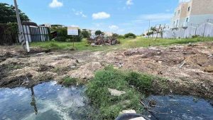 Drenaje junto a casas también en la zona urbana