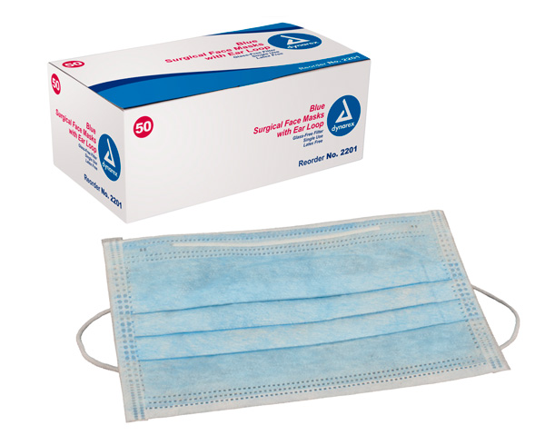 Pleated Procedure Face Mask w/Earloops , Box/50 < Dynarex #2201 