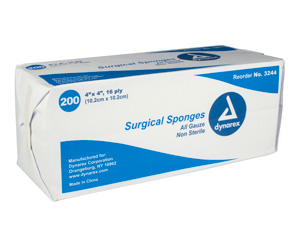 Gauze Sponge, 16 Ply, Non Sterile, 4" x 4" < Dynarex #3244 