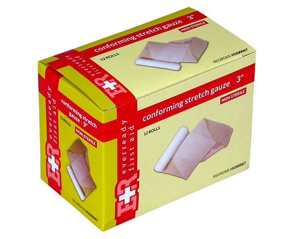 Conforming Stretch Gauze Roll, Non-Sterile, 3", Box/12 < EverReady First Aid #0200067 