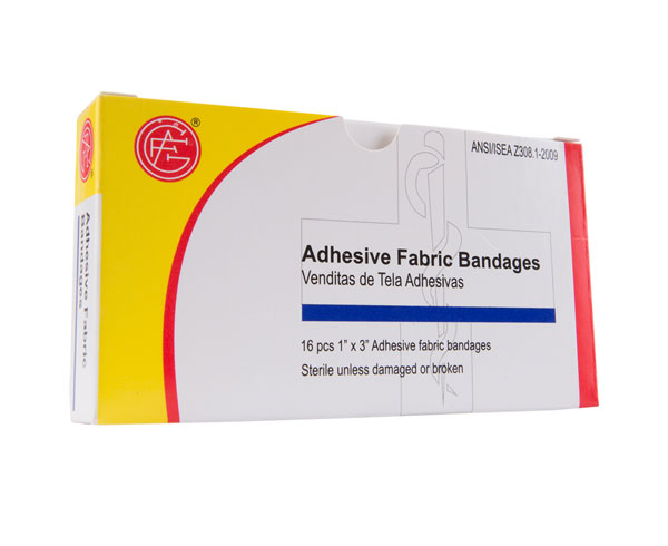 Fabric Bandages, 16 pcs, 1 X 3 < Genuine First Aid #9999-0101 