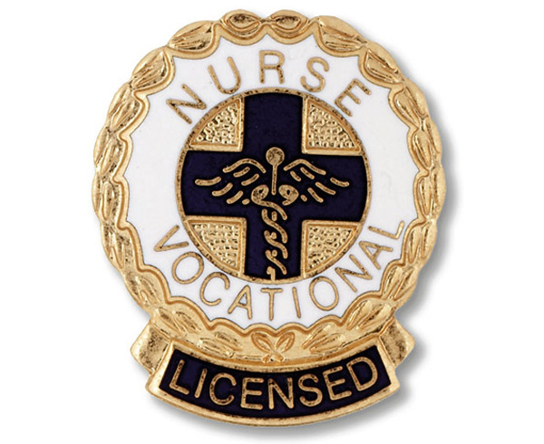 Licensed Vocational Nurse (Wreath Edge) Emblem Pin < Prestige Medical #1042 