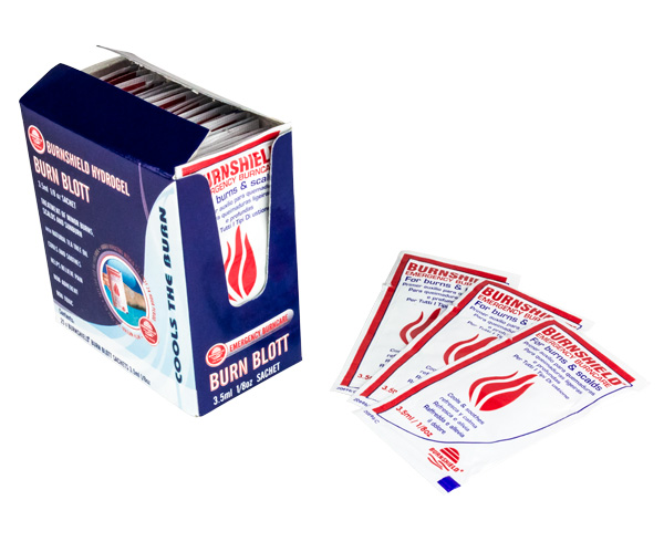Burn Gel Blotts Satchets, 3.5mL / 1/8oz, Dispenser Pack / 25 < Burnshield #550017 