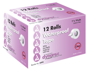 Waterproof Adhesive Medical Tape, 1" x 10 yds, 1 Roll < Dynarex #3592 