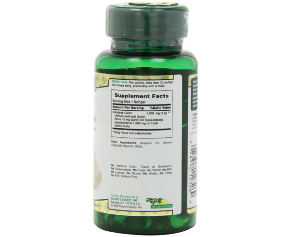 Odorless Garlic, 1000mg, 100 Softgels < Nature's Bounty #12326 