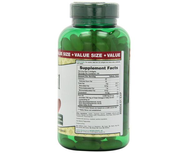 Fish Oil 1200mg Value Size, Omega 3, Odorless, 200-Count < Nature's Bounty #16878 