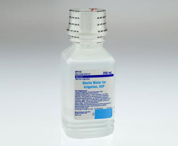 Sterile Water For Irrigation, USP, 250 mL, Plastic Pour Bottle Container < Baxter #2F7112 