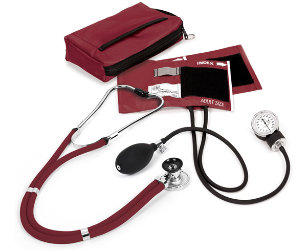 Aneroid Sphygmomanometer / Sprague-Rappaport Stethoscope Kit, Adult, Burgundy < Prestige Medical #A2-BUR 
