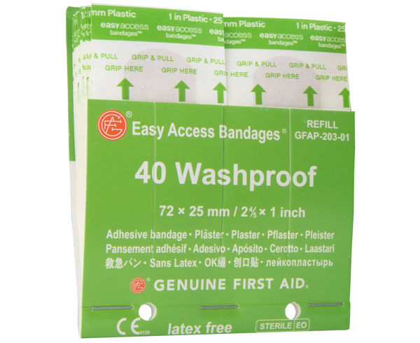Easy Access Bandages 40 Washproof, Box/10 < Genuine First Aid #9999-2030-1 