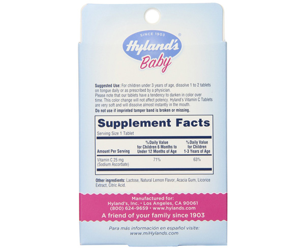 Baby Vitamin C, 125 Quick-Dissolving Tablets < Hyland's Homeopathic 