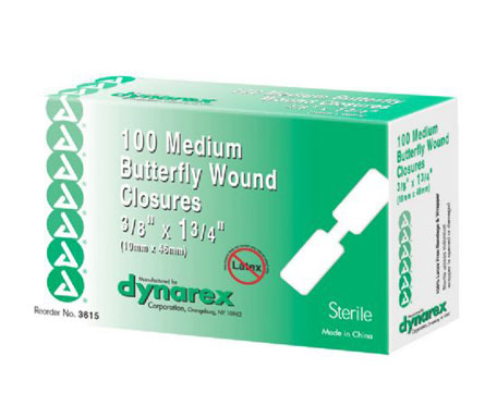 Sterile Butterfly Wound Closure (Medium) , Box/100 < Dynarex #3615 
