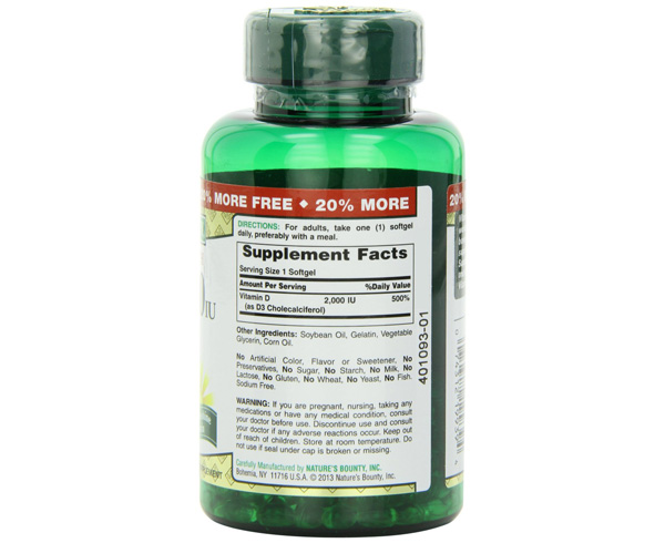 Vitamin D-3, 2000 Iu Softgels, 240-Count < Nature's Bounty #19939 