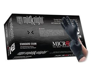 Midknight Black Powder Free Nitrile Gloves - X-Large , Box/100 < Microflex #MK-296-XL 