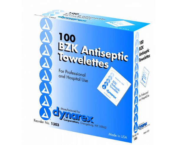 Benzalkonium Cleansing Towelettes - 5" x 7" , Box/100 < Dynarex #1303 