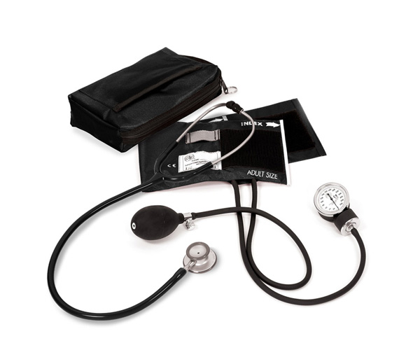Aneroid Sphygmomanometer / Clinical Lite Stethoscope Kit, Adult, Black < Prestige Medical #A121-BLK 