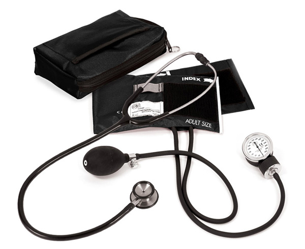 Aneroid Sphygmomanometer / Clinical I Stethoscope Kit, Adult, Black, Print < Prestige Medical #A126-BLK 