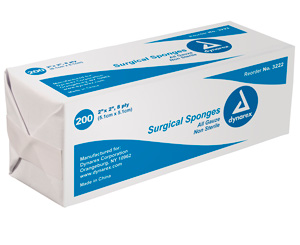 Gauze Sponges, 8 Ply, Non Sterile, 2" x 2" < 