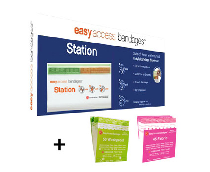 Easy Access Bandages Dispenser w/ mounting hardware, Filled < Genuine First Aid #9999-2029 