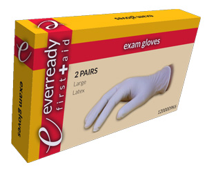 Exam Gloves, Latex, Lightly Powdered, Large, Small Kit Box < Everready First Aid #120009K3 