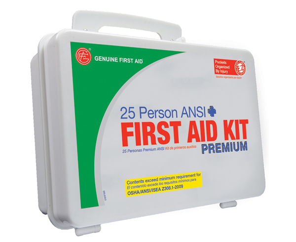 25 Person ANSI/OSHA First Aid Kit, Weather Proof Plastic Case PREMIUM < Genuine First Aid #9999-2110 