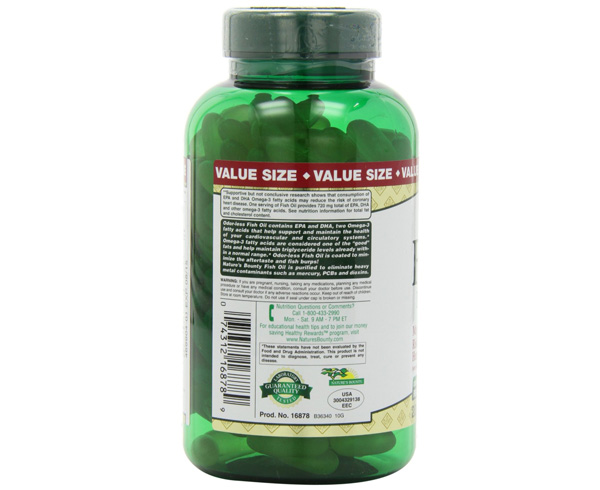 Fish Oil 1200mg Value Size, Omega 3, Odorless, 200-Count < Nature's Bounty #16878 