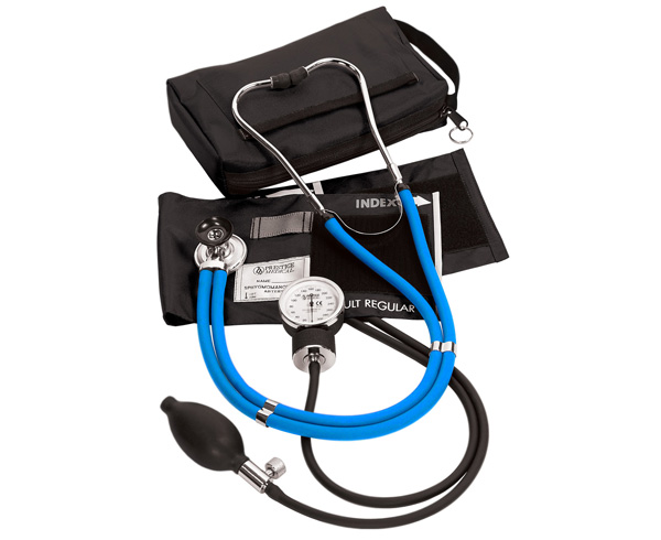 Aneroid Sphygmomanometer / Sprague-Rappaport Stethoscope Kit, Adult, Neon Blue < Prestige Medical #A2-N-BLU 