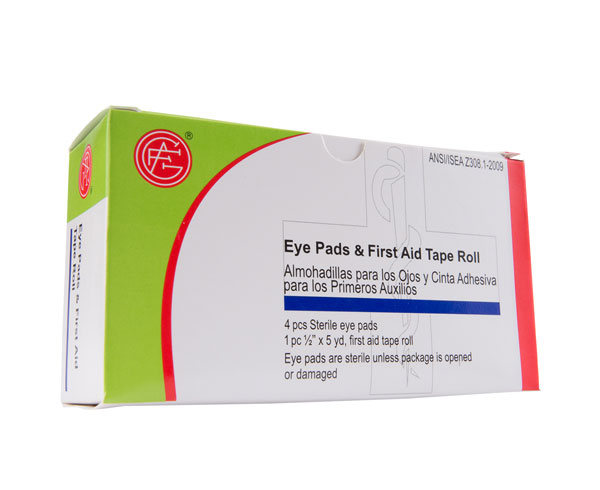 Sterile Eye Pads, 4 pcs & Tape Roll, 1 pc/box < Genuine First Aid #9999-1302 