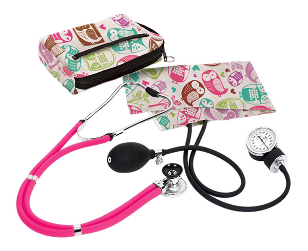 Aneroid Sphygmomanometer / Sprague-Rappaport Stethoscope Kit, Adult, Owls Cream, Print < Prestige Medical #A2-OCM 