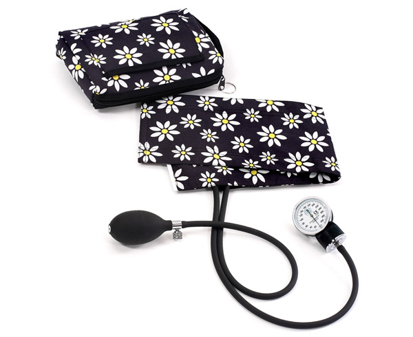 Premium Aneroid Sphygmomanometer With Carry Case, Adult, Simple Daisies, Print < Prestige Medical #882-SDY 