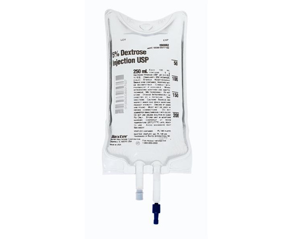 Dextrose 5% In Water Injection, 250mL, PAB Bag < Baxter #2B0062Q 