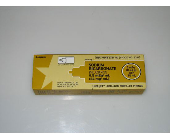 Sodium Bicarbonate Injection, USP 4.2% 42mg/mL - 10mL Luer-Jet Syringe < Hospira #553434 