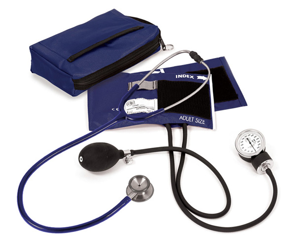 Aneroid Sphygmomanometer / Clinical I Stethoscope Kit, Adult, Navy, Print < Prestige Medical #A126-NAV 