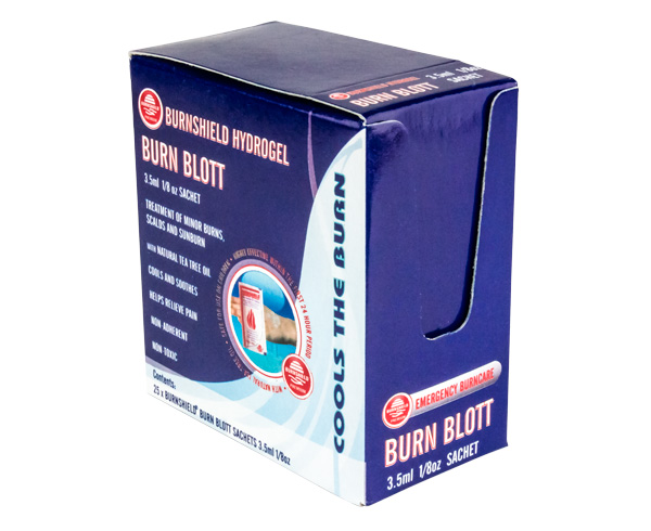 Burn Gel Blotts Satchets, 3.5mL / 1/8oz, Dispenser Pack / 25 < Burnshield #550017 
