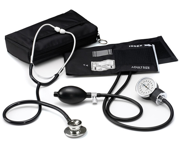 Basic Aneroid Sphygmomanometer Dual Head StethoscopeKit, Adult, Black < Prestige Medical #A1-104 
