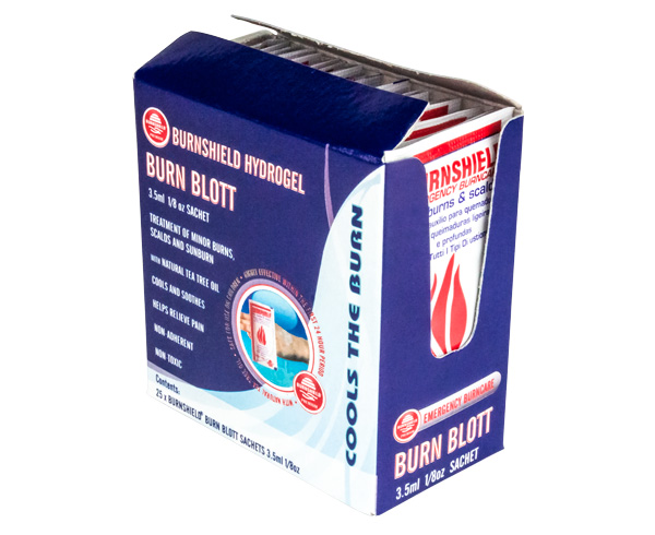 Burn Gel Blotts Satchets, 3.5mL / 1/8oz, Dispenser Pack / 25 < Burnshield #550017 