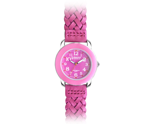 Woven Leather Band Fashion Watch, Hot Pink < Prestige Medical #1779-HPK 