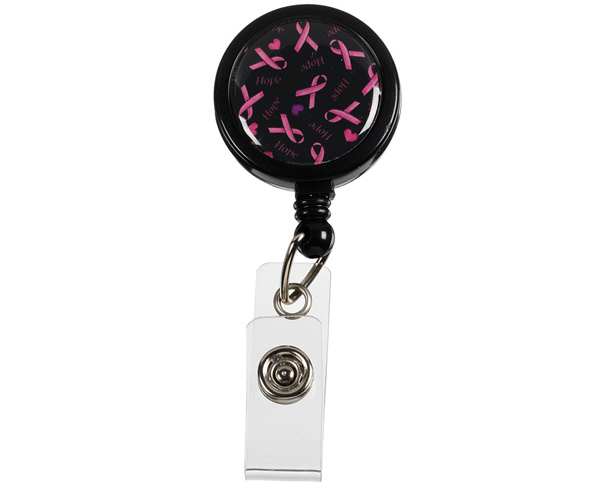 Retracteze ID Holder, Pink Ribbons Black, Print < Prestige Medical #S13-PRB 