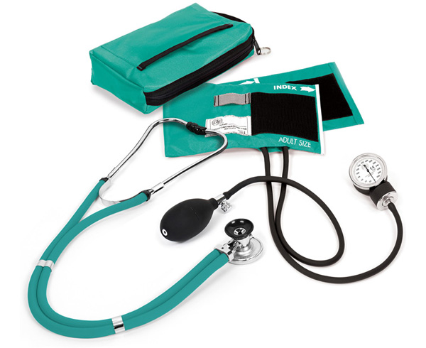 Aneroid Sphygmomanometer / Sprague-Rappaport Stethoscope Kit, Adult, Teal < Prestige Medical #A2-TEA 