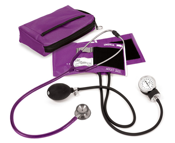 Aneroid Sphygmomanometer / Clinical I Stethoscope Kit, Adult, Purple, Print < Prestige Medical #A126-PUR 