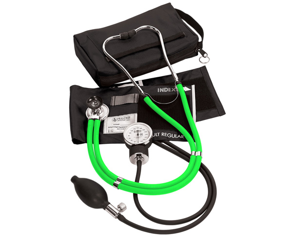 Aneroid Sphygmomanometer / Sprague-Rappaport Stethoscope Kit, Adult, Neon Green < Prestige Medical #A2-N-GRN 