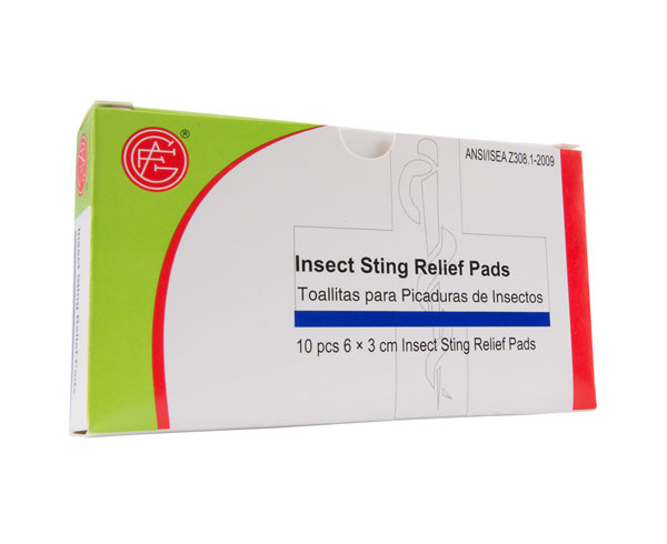 Insect Sting 50 g, Spunlace Fabric 6 x 3 cm, 10 pcs/box < Genuine First Aid #9999-1001 