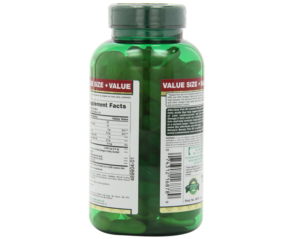 Fish Oil 1200mg Value Size, Omega 3, Odorless, 200-Count < Nature's Bounty #16878 