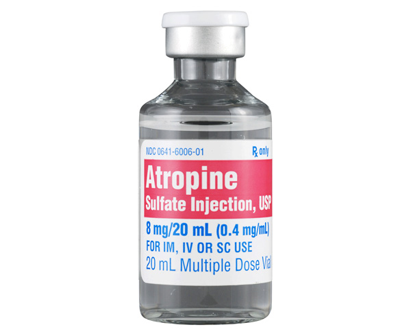 Atropine Sulfate Injection, USP, 0.4mg/1mL, 20ML, MDV < 